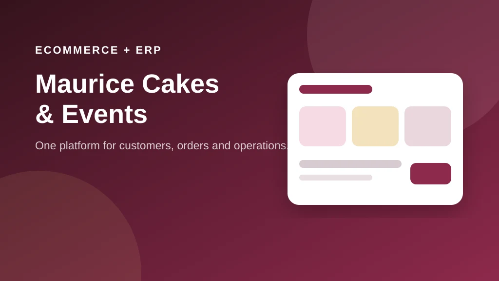 Preview of Maurice Cakes & Events — E-commerce & Operations Platform
